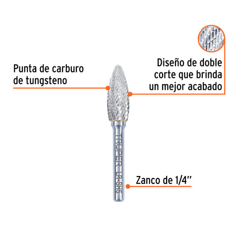 Lima rotativa punta flama, 13 mm, TRUPER | LR-SH5 | 103501