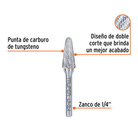 Lima rotativa punta cónica redonda, 13 mm, TRUPER | LR-SL4 | 103502