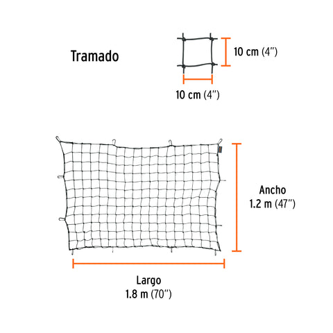 Red de carga 1.80 m x 1.20 m para camioneta, 1.5 Ton, Truper | RED-C18 | 103622