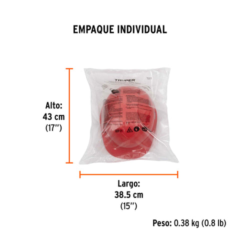 Casco de seguridad, ajuste de matraca, rojo, Truper | CAS-R | 10373