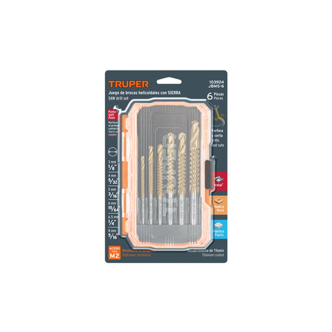 Juego de 6 brocas helicoidales con sierra, TRUPER | JBMS-6 | 103924