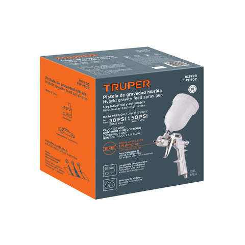 Pistola p/pintar híbrida vaso plástico,1.5mm, TRUPER | PIPI-502 | 103928