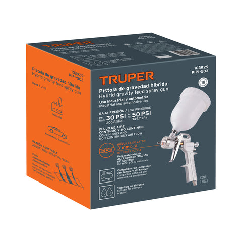 Pistola p/pintar Híbrida vaso plástico,3.0mm, TRUPER | PIPI-503 | 103929