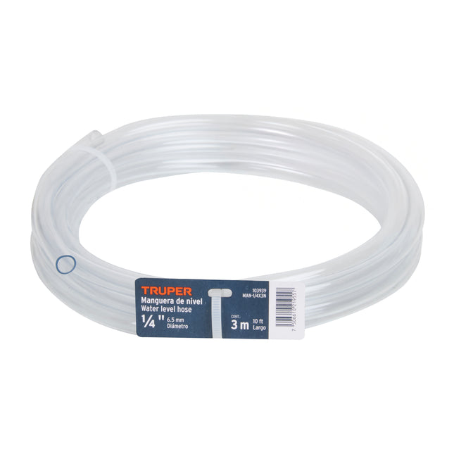 Manguera de Nivel, 1/4', rollo de 3m, TRUPER (MAN-1/4X3N)