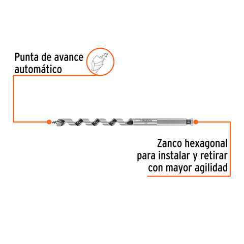 Broca auger tipo berbiquí 3/8' X 6', TRUPER | BAB-3/8X6 | 104059