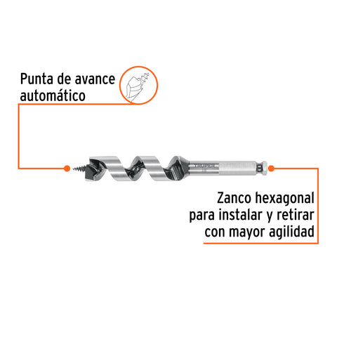 Broca auger tipo berbiquí 7/8' X 6', TRUPER | BAB-7/8X6 | 104063
