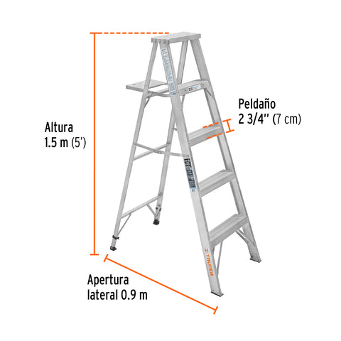 Escalera de tijera 100% aluminio tipo lll 4 peldaños, Truper | ESTA-34 | 10438