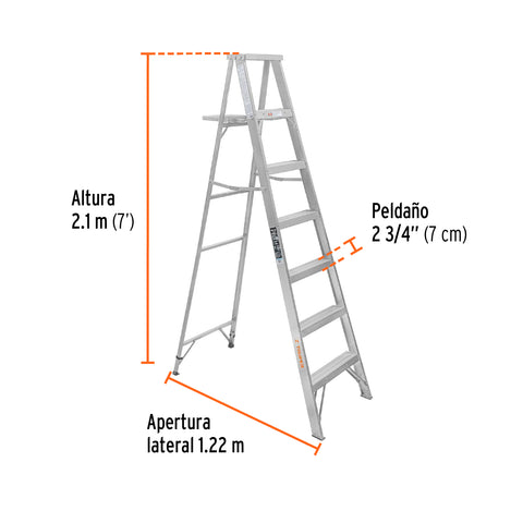 Escalera de tijera 100% aluminio tipo lll 6 peldaños, Truper | ESTA-36 | 10442