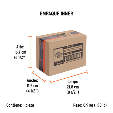 Inversor de corriente de 400 W con puertos USB, Truper | INCO-400 | 10449