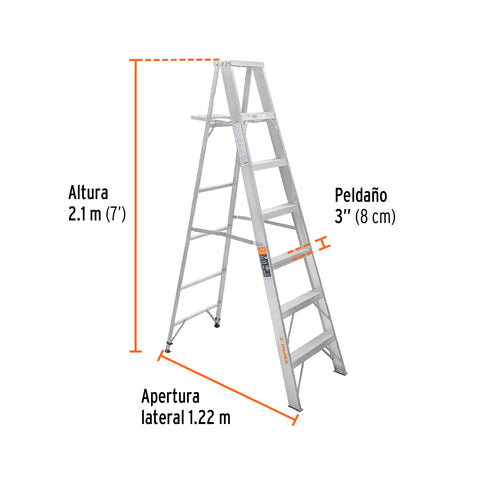 Escalera de tijera 100% aluminio tipo ll 6 peldaños, Truper | ESTA-26 | 10459