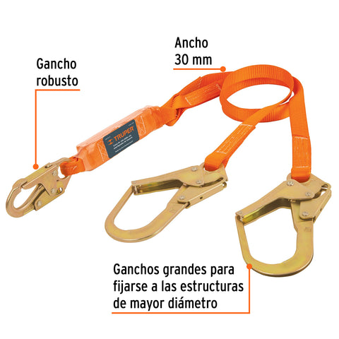 Línea vida absorbedor impacto doble brazo gancho grande,ANSI | CAB-5432-18-A | 10509