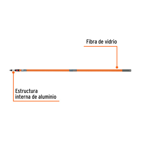 Extensión de fibra de vidrio para rodillo, 3.6 m, TRUPER | EXTF-36 | 10546