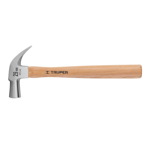 Martillo cabeza cónica 29 mm uña curva, mango madera, TRUPER | MAC-29 | 10561