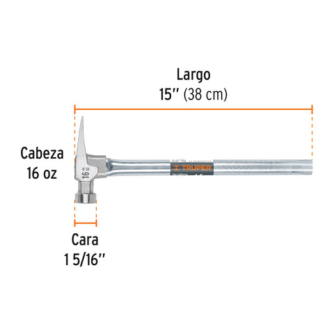 Martillo tubular 16 oz uña California Ripper, cara fresada | MORCA-16T | 10643