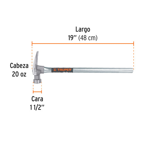 Martillo tubular 20 oz uña California Ripper, cara fresada | MORCA-20T | 10644