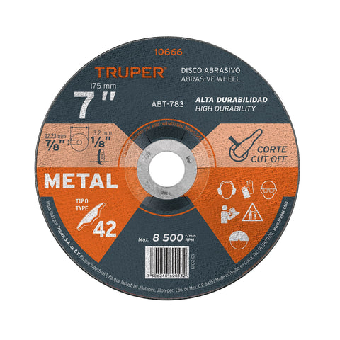 Disco Tipo 42 de 7' x 3.2 mm para corte de metal, Truper | ABT-783 | 10666