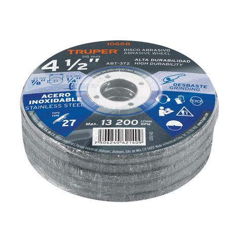 Disco Tipo 27 de 4-1/2' x 6.5 mm desbaste acero inoxidable | ABT-372 | 10668