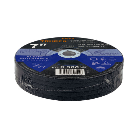 Disco Tipo 27 de 7' x 7.2 mm desbaste de acero inoxidable | ABT-389 | 10669