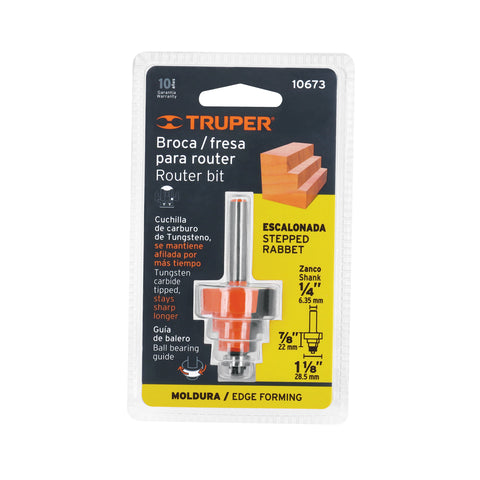 Broca para router, escalonada, 1-1/8', con balero, Truper | BROU-E1-1/8X | 10673