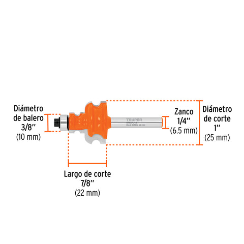 Broca router, jovel, 1', con balero, Truper | BROU-J1X | 10674