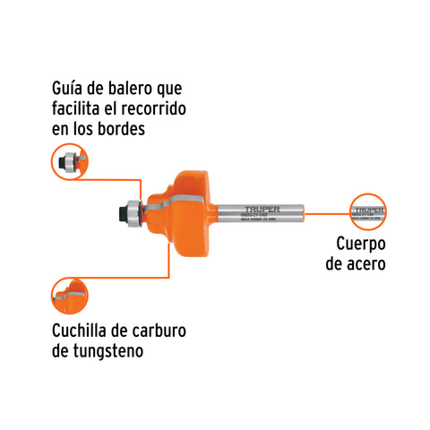 Broca para router, zafiro, 1-1/4', con balero, Truper | BROU-Z1-1/4X | 10675