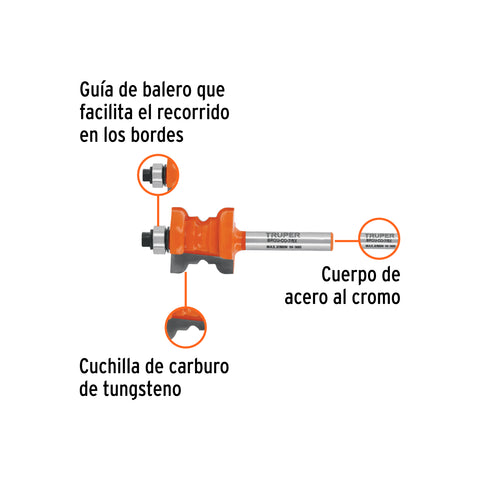 Broca para router, collarin, 7/8' con balero, Truper | BROU-CO-7/8X | 10677