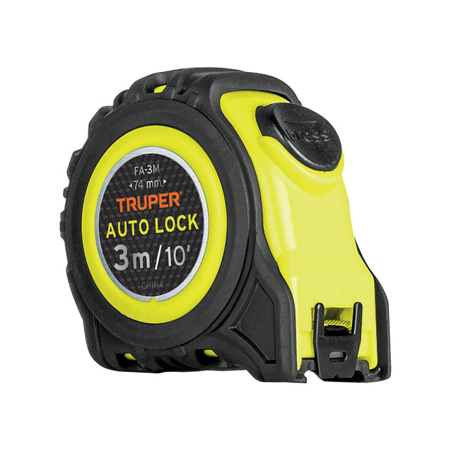 Flexómetro Auto-Lock contra impactos 3 m cinta 16 mm, Truper | FA-3M | 10746