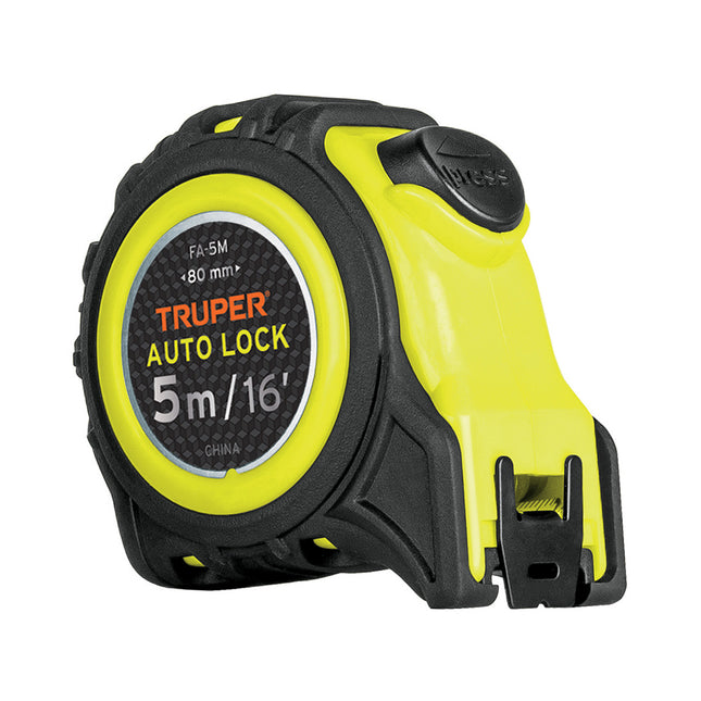Flexómetro Auto-Lock contra impactos 5 m cinta 19 mm, Truper | FA-5M | 10747