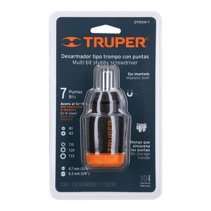 Desarmador tipo trompo con 7 puntas, Truper | DTROM-7 | 10751
