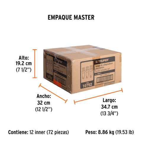 Juego de 3 adaptadores para dados de 1/4', 3/8' y 1/2' | ADA-3 | 10752