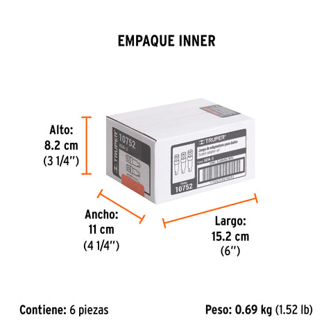 Juego de 3 adaptadores para dados de 1/4', 3/8' y 1/2' | ADA-3 | 10752