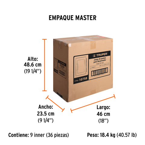 Juego de 61 puntas mixtas largo 1' en estuche plástico | PUN-61 | 10758