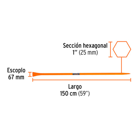 Barreta para tierra dura 1'x150 cm, escoplo 67 mm, Truper | BAP-150E | 10759
