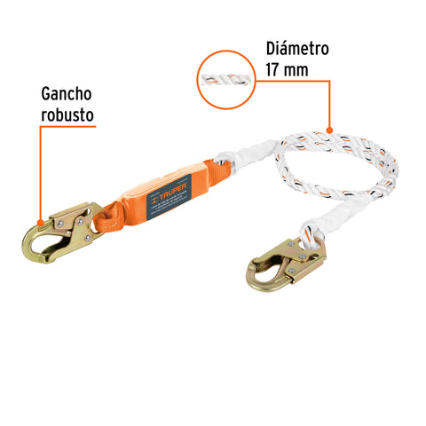 Línea de vida 1.8m cuerda políéster, absorbedor impacto,ANSI | CAB-5431-18-A | 10763