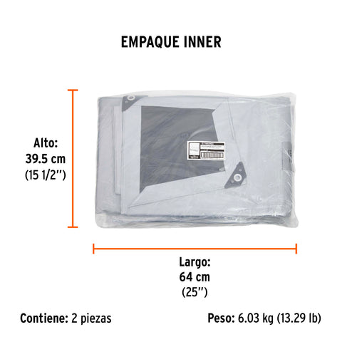 Lona de polietileno reforzada 3 x 5 m, gris, 180g/m2, TRUPER | LT-35 | 10771