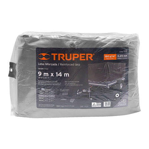 Lona de polietileno reforzada 9x14 m, gris, 180g/m2, TRUPER | LT-914 | 10780