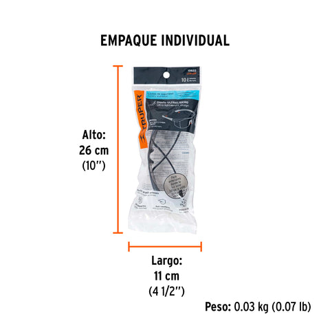 Lentes de seguridad espejo plata, Truper Ultralite | LEN-LEP | 10822
