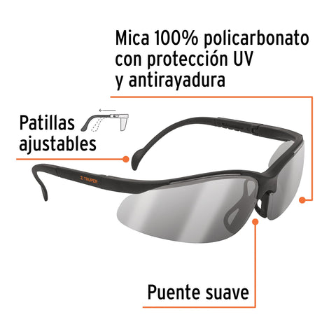 Lentes de seguridad espejo plata, Truper Vision | LEDE-EP | 10825