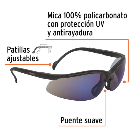 Lentes de seguridad espejo azul, Truper Vision | LEDE-EZ | 10826