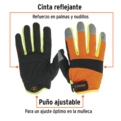 Guantes para mecánico, alta visibilidad, TRUPER | GU-625 | 10849