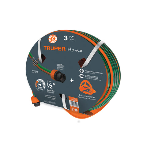 Combo manguera MAN-15X1/2RE y portamanguera GAN-MA, Truper | COMBO-201 | 10883