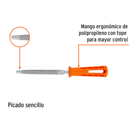 Lima triángulo pesado 4', 34 dpp, con mango, TRUPER | LTP-4M | 10916