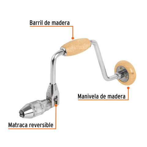 Berbiquí profesional 12' perilla de madera, TRUPER | BC-12M | 10970