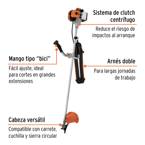 Desmalezadora a gasolina 43 cc mango 'bici', 18' corte | DES-430 | 11031