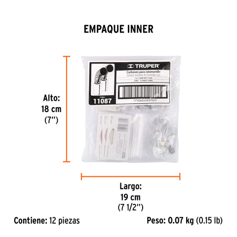 Bolsa con 2 carbones de repuesto para ROTO-1/2A5, TRUPER | CB-ROTO-1/2A5 | 11087