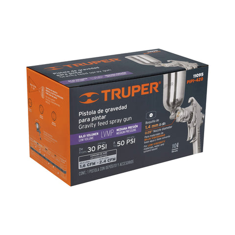 Pistola para pintar LVMP vaso aluminio, 1.4 mm, TRUPER | PIPI-420 | 11095
