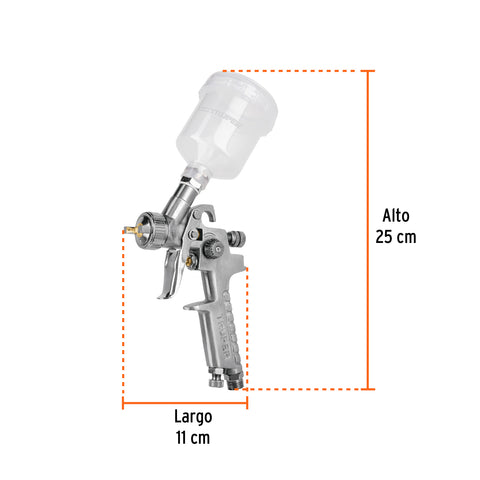 Pistola p/retoque gravedad HVLP vaso plástico, 1 mm, Truper | PIPI-410 | 11097