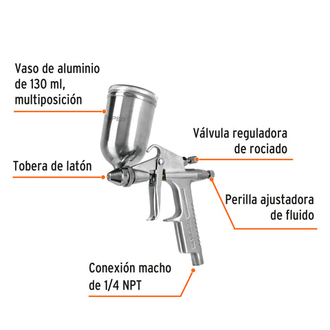 Pistola para retoque LVMP vaso aluminio, 0.5 mm, TRUPER | PIPI-400 | 11098