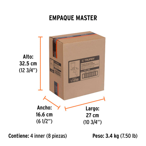 Pistola para retoque LVMP vaso aluminio, 0.5 mm, TRUPER | PIPI-400 | 11098