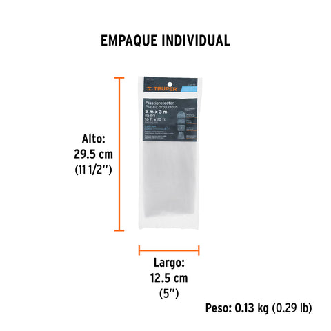 Plastiprotector 5 x 3 m, uso ligero, Truper | PLAP-15L | 11109